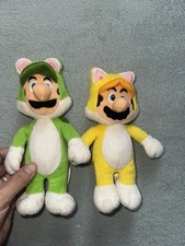 Set of two mario and Luigi cat teddies 
