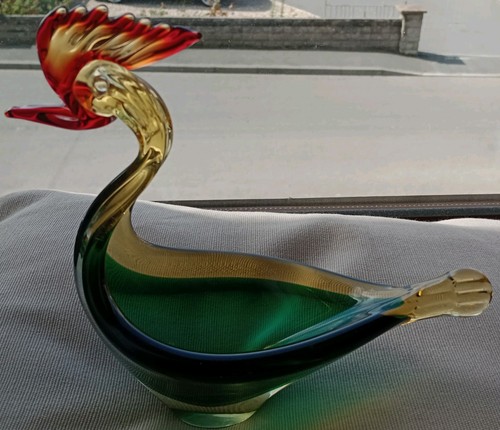 Murano sommerso glass duck - glass, vgc