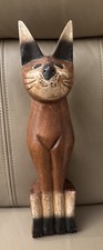 Vintage Hand Carved Wooden Cat