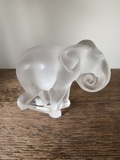 1995 Vintage Lalique Timori Elephant Frosted Crystal