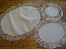 3 Vintage Antique Damask Linen