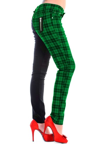 Green tartan check black - green, split