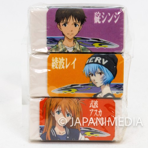 Evangelion eraser 3pc - evangelion, set