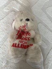 Vintage Allders Christmas Jingle Bear White Red Plush Soft Toy Original Tag 19”