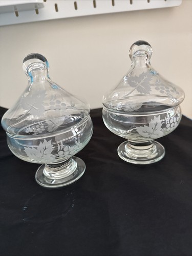 Vintage grape etched glass - grape,