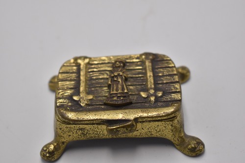 Vintage brass stamp box - vintage,