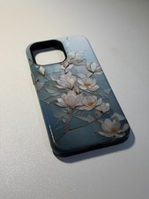 Magnolia Stained Glass Effect Phone Case 3D Mosaic Tough for iPhone 15 Pro Max.