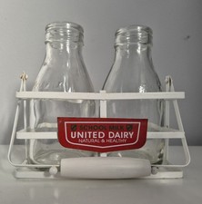Miniature Milk Crate With Two School Milk Bottle Flower Vases United Dairy