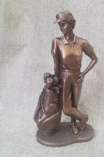 Lady Golfer Statue Golf Trophy Gift Cold Cast Bronze Ornament Gift (706) - NEW
