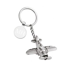 Personalised Engraved Chrome Metal Plane Keyring Presented in a Pouch or Box