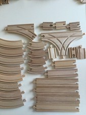 Brio Wooden Train Track, various sizes. 26 items. Used.