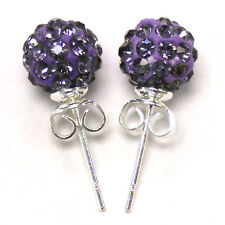 Premium Czech Crystal Shamballa Silver Plated Stud Earring 8mm Clay Disco Ball