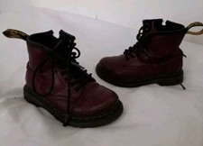 KIDS / BABY DR.MARTEN 1460T Red Burgundy Boots with EASY ACCESS ZIP - Size UK 7