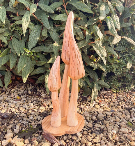 Wooden carved mushrooms - wooden, on