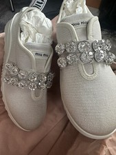 Miu Miu Canvas Crystal Shoes