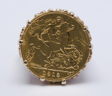 1913 Gold Half Sovereign & 9ct