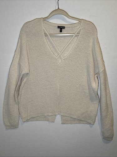 Express ribbed ivory sweater - ribbed,