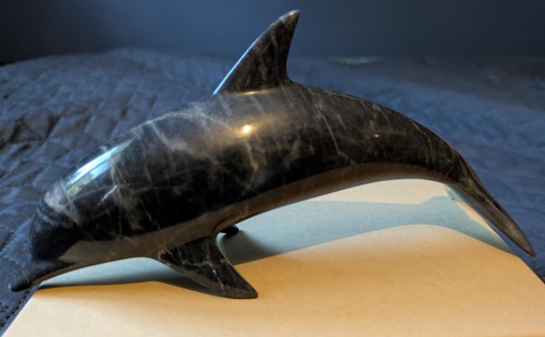 Grey marble dolphin ornament - marble,