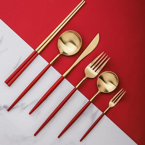 Red piece cutlery set - 6,