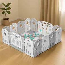 Foldable Baby Playpen Large Plastic Play Pen Bear Babies Fence & Foam Play Mat