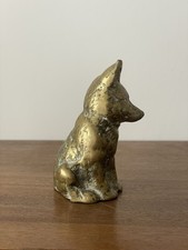 Solid Brass Curious Baby Fox Cub Model Statue Paperweight Cast Sculpture