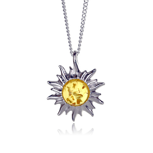 Sterling silver sun - silver, pendant