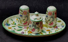 BONE CHINA MINTON HADDON HALL CRUET SET WITH TRAY