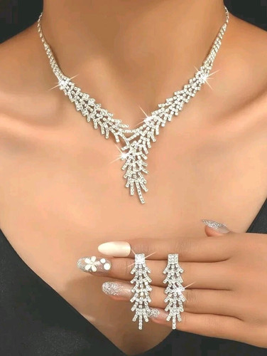 Silver necklace and earring - and,