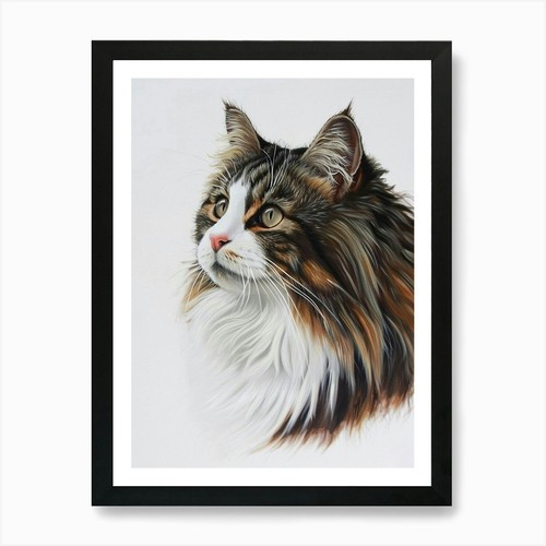 Norwegian forest cat painting - forest,