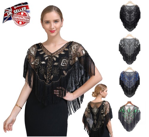 Women 1920s sequin shawl wraps - women,