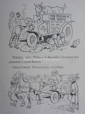 Vintage Motor Car Motoring INVENTOR OF PATENTED CYCLE HEARSE Antique Cartoon