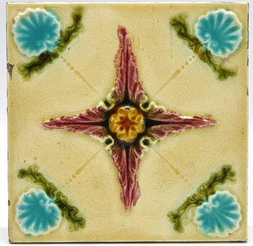 Art nouveau fireplace - art, tile
