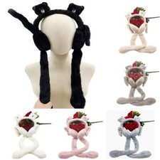 Cute Plush Bear Earmuffs Ear Warmers Girls Women Funny Decor With Moving Ears