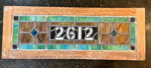 Antique stained glass transom - antique,