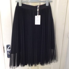 Ted Baker Black Tuille Pleated Skirt Sz 1 BNWT Lined
