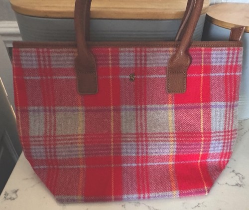 Joules red check - tweed, handbag
