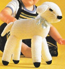 Home Printed Knitting Pattern - Cuddly Lamb Sheep Soft Toy 25cm Tall - 0045