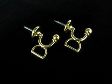 2 Hotel Security Brass Ball Curtain Tassel Tie Back Hooks Traditional Brassware