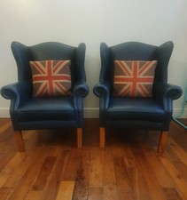 Pair Of Large Wingback Leather