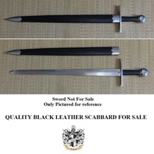 Medieval Black quality leather scabbard with steel tip & throat. Sheath
