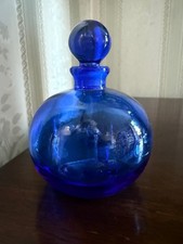small blue art glass bottle