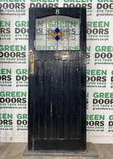 STAINED GLASS FRONT DOOR 1930s ANTIQUE RECLAIMED WOODEN WOOD EXTERNAL EXTERIOR