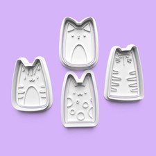 Squishy Cats Cookie Cutter Set | 3D Printed Chubby Cat Cookie Cutters | Food-Sa