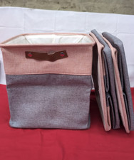MangataFabric Storage Boxes, Set of 3 Storage Cubes  35 x 35x 35cm(GreyPink)