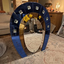 Murano Art Deco Horse Shoe Mirror Extremely Rare Antique  Glass Unusual Italian 