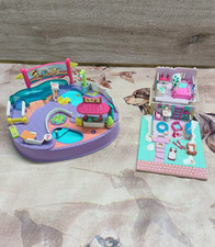 Polly Pocket Bluebird Vintage Toy Playsets X2 - Swim About & Ski Lodge 1990's