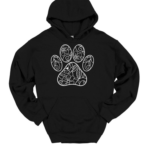 Floral paw hooded sweatshirt - paw,