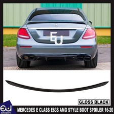 FOR MERCEDES E CLASS 'E63S AMG STYLE' W213 GLOSS BLACK BOOT LIP SPOILER 2016-20