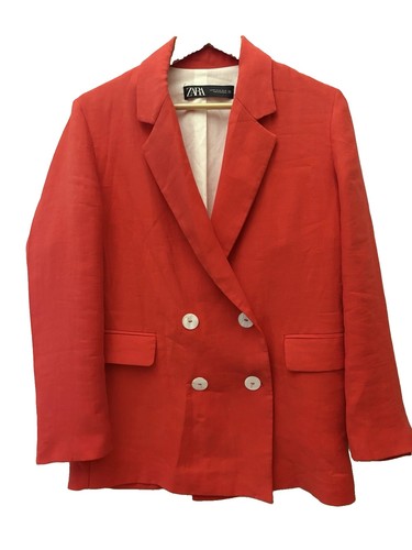 Zara red double breasted - red,