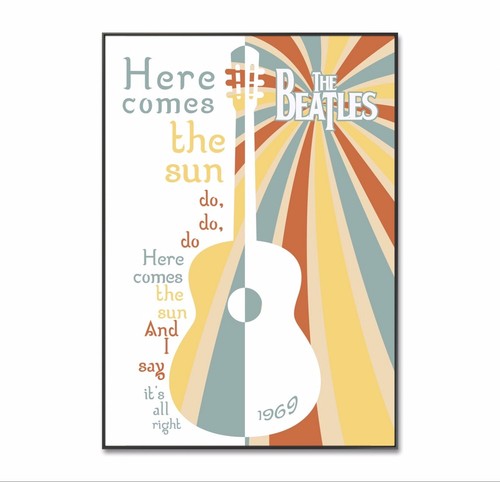 The beatles poster here comes - the,